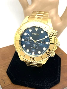 Invicta Herrenuhr 36974 Pro Diver Quarz Chronograph Gold Stahl Blaues Ziffernblatt 47mm - Bild 1 von 14
