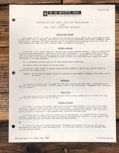 HH Scott 1967 Konsolen Service Manual *Original* - Bild 1 von 1