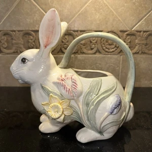 Jarra jardinera Pascua vintage Fitz and Floyd Spring floral conejito conejo 22 oz - Imagen 1 de 6