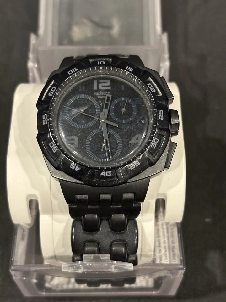 Reloj Swatch Cronógrafo "Black Dunes" SUIB410 Negro Gris 43mm Unisex, Hombre Foto 1 de 4