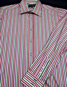 Dragonfly Mens Button Front Long Sleeve Cotton Stripe Shirt X Large XL - Picture 1 of 4