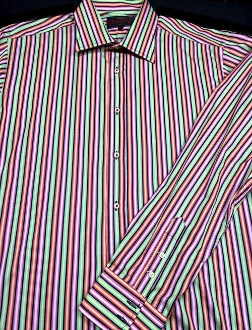 Dragonfly Mens Button Front Long Sleeve Cotton Stripe Shirt X Large XL - Image 1 of 4