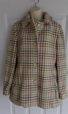Womens COACH Jacket Coat Y2K Tweed Plaid Colorful Knee Length 100% Wool Sz M - Image 1 of 4