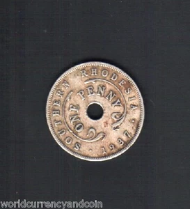 SOUTHERN RHODESIA 1 PENNY x 1 AFRICAN 1937 KING GEORGE VI RHODESIAN ZAMBIAN COIN - Picture 1 of 1
