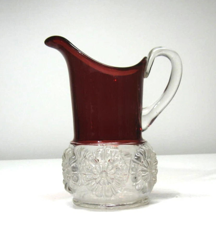 EAPG *** RIVERSIDE GLASS/DOUBLE DAISY = RUBY STAINED = CREAMER - Image 1 of 4