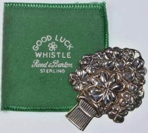 Reed & Barton, silbato de buena suerte, esterlina, bolsa de tela original, envío gratuito - Imagen 1 de 3
