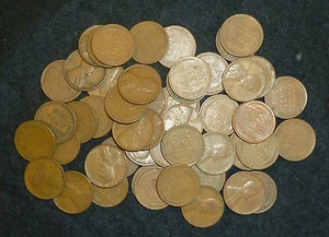 USA Coins Wheat Cents Bulk Lot of 40 Circulated 1c 'Pennies' (Issued 1909-1958) - Picture 1 of 2