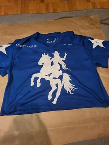Beyonce Crop Top Jersey Cowboy Carter Tour Act II June 2025 Size Medium Blue - Imagen 1 de 11
