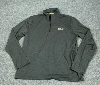 Polo Sport 灰色 1/4 拉链保温通风口衬衫成人大号轻便性能  — 第 1/4 张图片