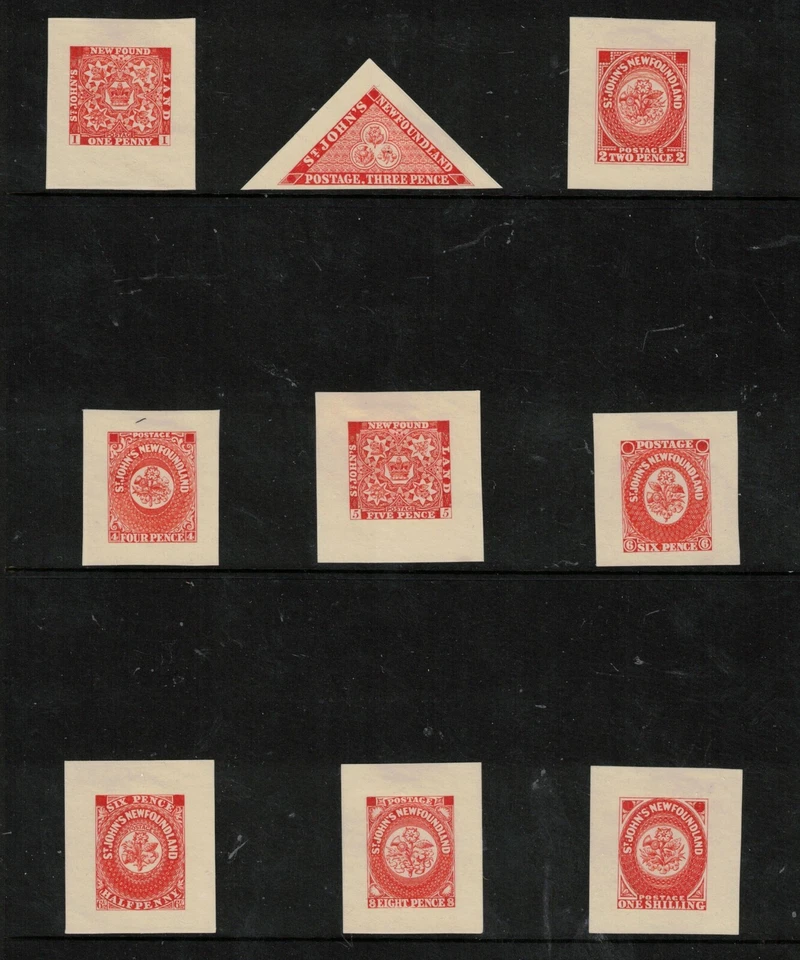 Newfoundland #1DP - #9DP Extra Fine Set Of Trade Sample Die Proofs In Red - Image 1 of 1