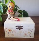 Vintage Jaymar Music Box Jewelry Box Snap On Pose Doll Floral Spinning Ballerina