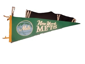 Original UNGEWÖHNLICHER 60er Jahre New York Mets Baseball Team volle Größe Wimpel - Bild 1 von 2
