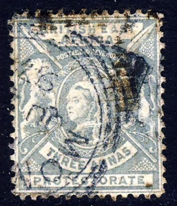 BRITISH EAST AFRICA KUT QV 1896 Three Annas Grey SG 69 FU - Picture 1 of 2