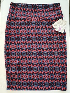Neu LuLaRoe Cassie Rock Gr. M Stretch schwarz rot blau geometrisches Muster - Bild 1 von 5