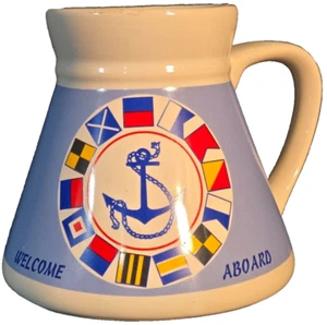 Vtg "Welcome Aboard" Cape Shore Nautical Flags Anchor Sailing Coffee Tankard Mug - Picture 1 of 9