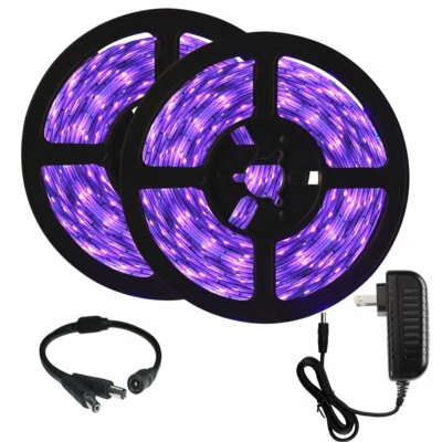 10m UV 600 LED Light Strips 5050 SMD 60LEDs/M Ultraviolet Strips Light 12V Kit - Image 1 of 4