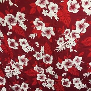 Hawaiian Print Cotton Fabric Approx 114” x 116” Hibiscus Plumeria Monstera - Picture 1 of 5