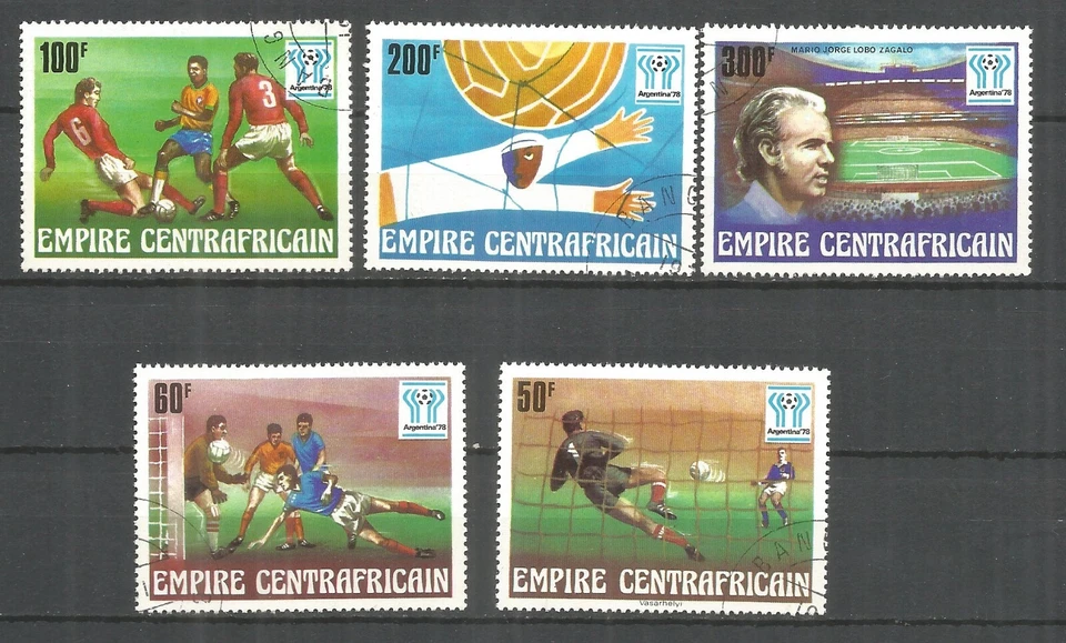Central african republic 1977 year used stamps football - Image 1 of 1