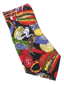 Next Exit Fast Food Hamburger Milkshakes French Fries Multicolor Novelty Necktie - Picture 1 of 7