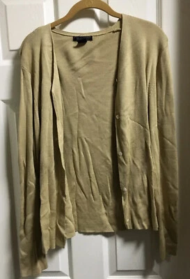 Suéter Harold's Talla L 100% Seda Beige Mujer Cárdigan Abotonado Suéter Foto 1 de 4