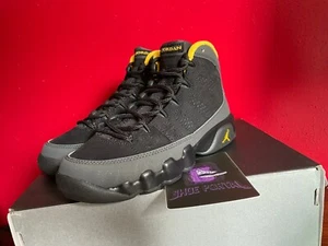 Nike Air Jordan 9 Retro Dark Charcoal University Gold Size 4Y or 4.5Y 302359-070 - Picture 1 of 4