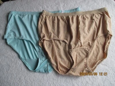 女式大码内裤 2 双尺寸 11 米色棉质蓝色涤纶氨纶新品 — 第 1/4 张图片