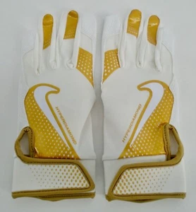 Nike Hyperdiamond Batting Gloves Women's Large White/gold - Picture 1 of 5