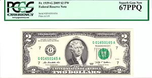 2009 $2 FRN PCGS Superb Gem New 67PPQ Fancy REPEATER #G01650165A - Picture 1 of 2