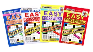 NEW Lot of 4 Penny Press Dell GOOD TIME Easy Super Jumbo Crossword Puzzle Books - Foto 1 di 1