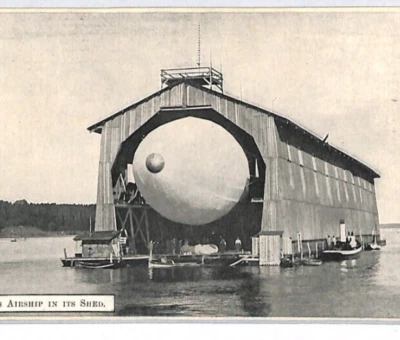 GERMANY Pioneer Airship ZEPPELIN *In The Shed* (LZ.1) GB Postcard Unused PZ29 - Image 1 of 4