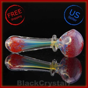 4" Handgefertigte Dicke Mini Rot Farbwechsel Tabak Rauchen Schüssel Löffel Glas Pfeifen - Bild 1 von 4