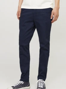 Jack & Jones Herren Chino Hose Jjimarco Blau W34 L32 Slim Fit Baumwolle - Bild 1 von 4