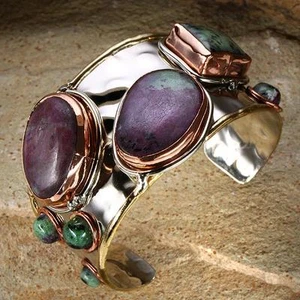 New Tara Mesa ruby Zoicite Multi-Cut Cuff Bracelet - Picture 1 of 1