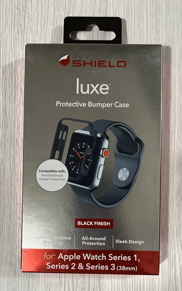 Zagg InvisibleShield Luxe Bumper Case For Apple Watch Series 3/2/1 (38mm) Black - Image 1 of 1