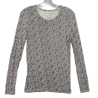 Blusa Sonoma Intimates manga longa feminina pequena branca estampa animal roupa de dormir - Imagem 1 de 4