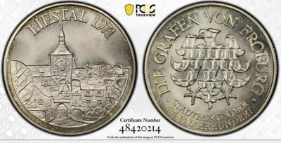1971 Switzerland Silver Medal Liestal-Counts of Froburg PCGS MS67 - Image 1 of 4