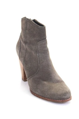 Женские замшевые сапоги Joie с круглым носком на молнии на конусообразных каблуках серые размер 7 - Изображение 1 из 4