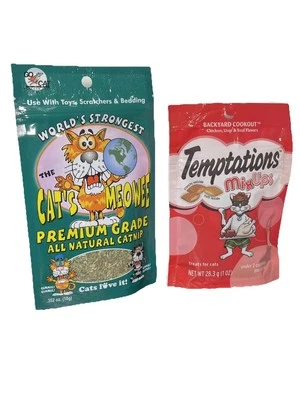 Temptations Mix Ups Backyard Cookout Treats 1oz Cat’s Meowee Catnip .352oz New - Image 1 of 4