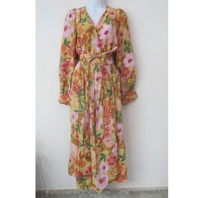 Bohme Floral Midi Wrap Dress XL Long Sleeve Summer Resort Vacation Colorful - Image 1 of 4
