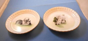 Barnhart Studios HAND PAINTED Trinket Dish SET OF 2 DOG SCENE - Picture 1 of 5