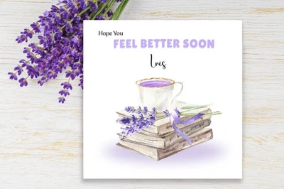 Lavender Vibe -Personalised Hope You Feel Better Soon Card, Get Well Soon Card - Image 1 of 4
