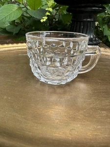 Fostoria 1960s American Clear Crystal Glass Cubist Punch Set Orphan Cup, 3x2.5” - Picture 1 of 5
