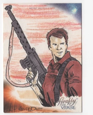 Malcolm Reynolds 2015 Upper Deck Firefly The Verse Sketch Card by Ted Woods 1/1 - Image 1 of 2