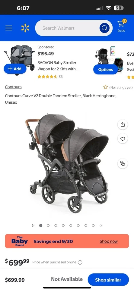 Cochecito doble tándem convertible contours - Curve - (negro) Foto 1 de 2