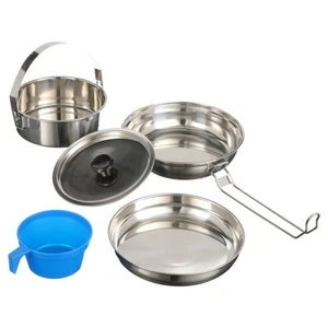 Ozark Trail 5-PC MESS KIT STAINLESS STEEL Camping Cookware Fry Pan Cup Plate Pot - Picture 1 of 4