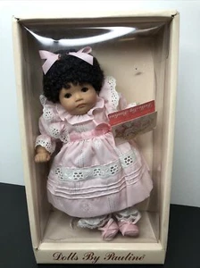 10” Dolls By Pauline Adorable Vinyl Brunette Baby Girl With Pink Dress W/ Box - Picture 1 of 12