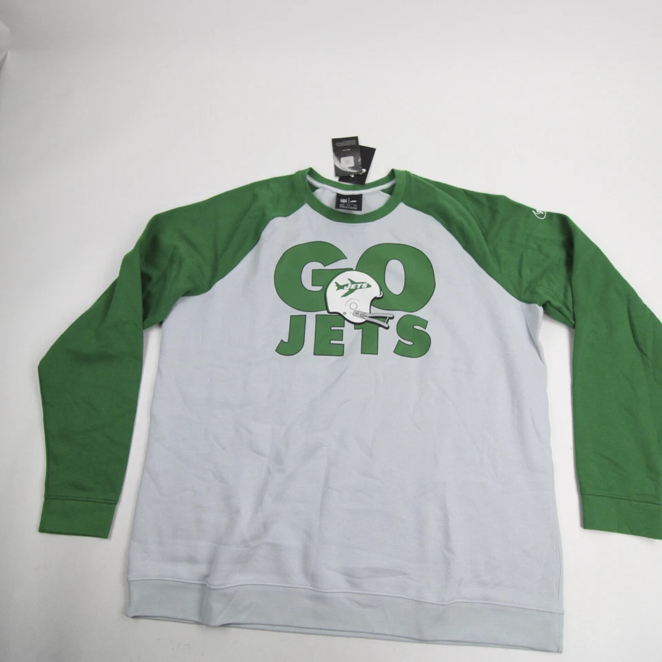 XL New York Jets Silver Go Helmet Historic Raglan Sweatshirt by Nike NKBQ-005K