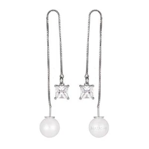 Matashi Circonita Cúbica Chapada en Rodio, Perla Trasera Ganando-El Mejor Regalo para Ella - Imagen 1 de 7