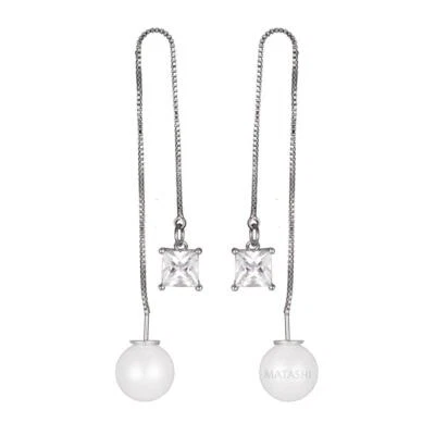 Matashi Circonita Cúbica Chapada en Rodio, Perla Trasera Ganando-El Mejor Regalo para Ella Foto 1 de 4