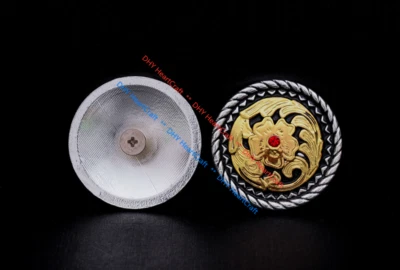 6pc 1-3/8" Western Cowboy Flower Rope Two-Tone Red Crystal HandCraft Conchos Set - Image 1 of 4